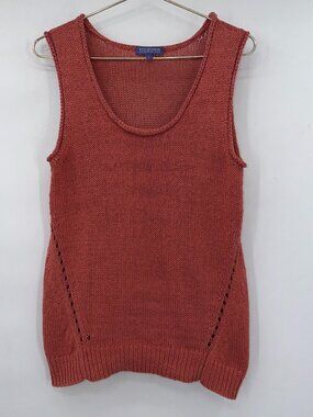 Vivienne Vivienne Tam Knit Tank Top Large Sleeveless‎ Open Knit Rust Orange